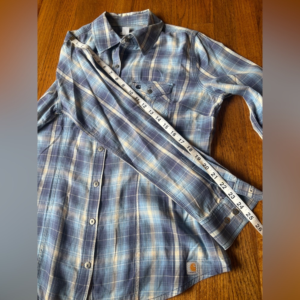 Carhartt Blue and White Plaid Women’s Shirt - Picture 9 of 10